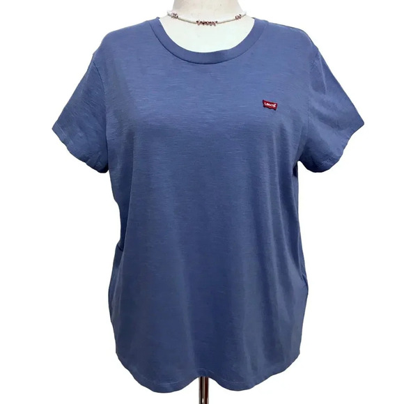 Levi's NWT Blue Perfect Crew Graphic Tee Women XL - Picture 1 of 8